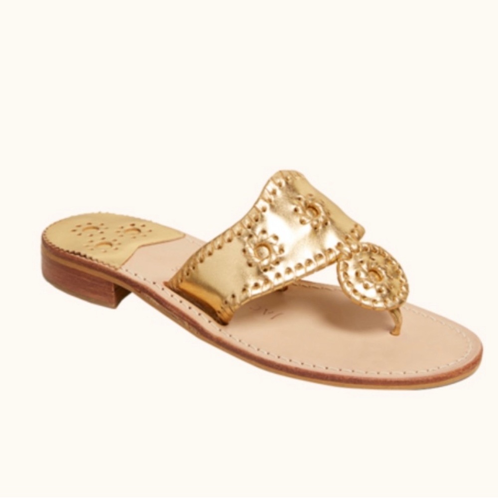 Jack Rogers Classic Flat Platinum Gold Sandals